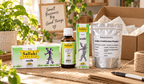 Gufic Sallaki Tabletten, Salbe, Öl und Harz auf einem Holztisch neben einem offenen Versandkarton
