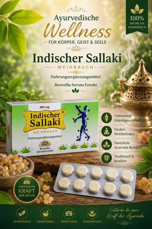 Sallaki Weihrauch 400mg – Boswellia Serrata Tabletten, 90 Stück, ayurvedisches Nahrungsergänzungsmittel
